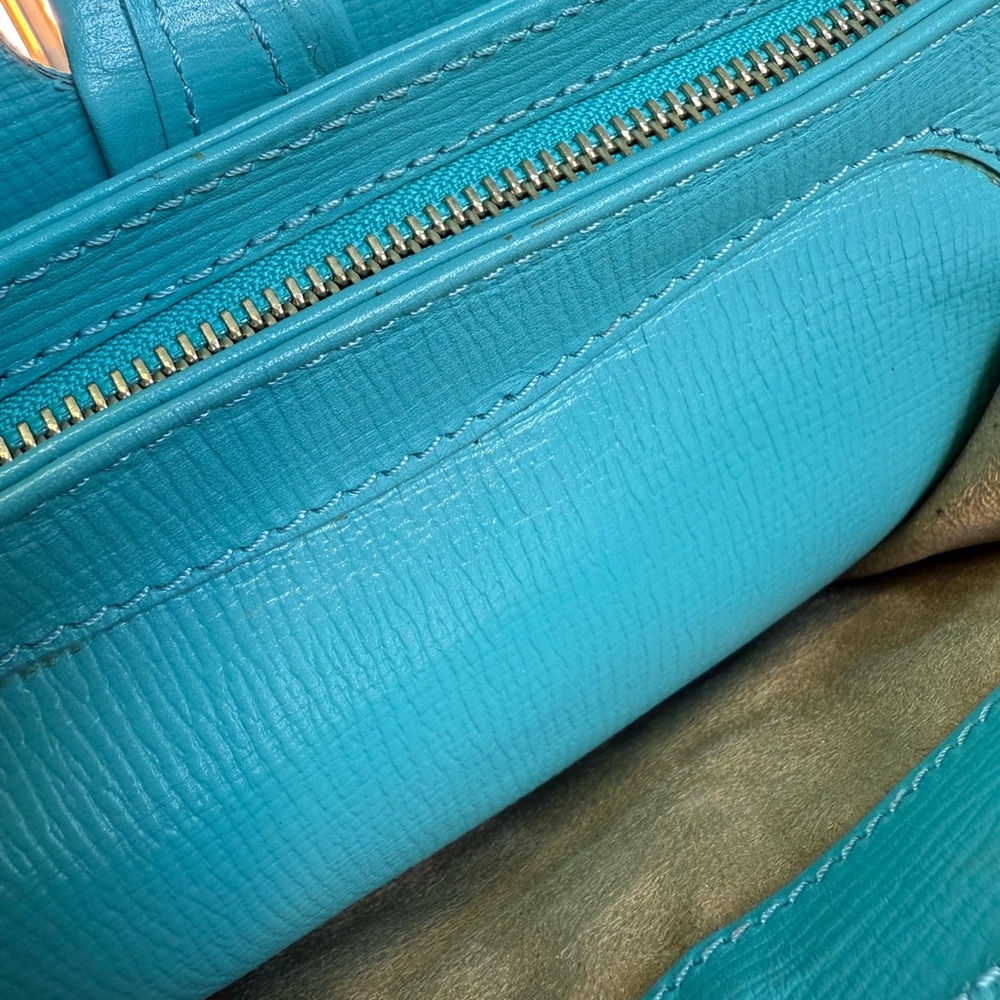 Jimmy Choo Turquoise Leather Hobo Shoulder Bag Gold Hardware - Picture 6 of 8